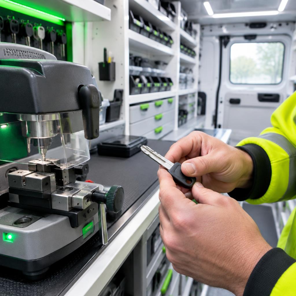 Mobile auto locksmith work at a vehicle in the New Forest