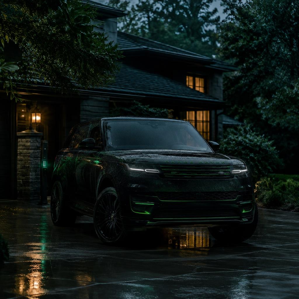 Car parked on a residential street in the evening