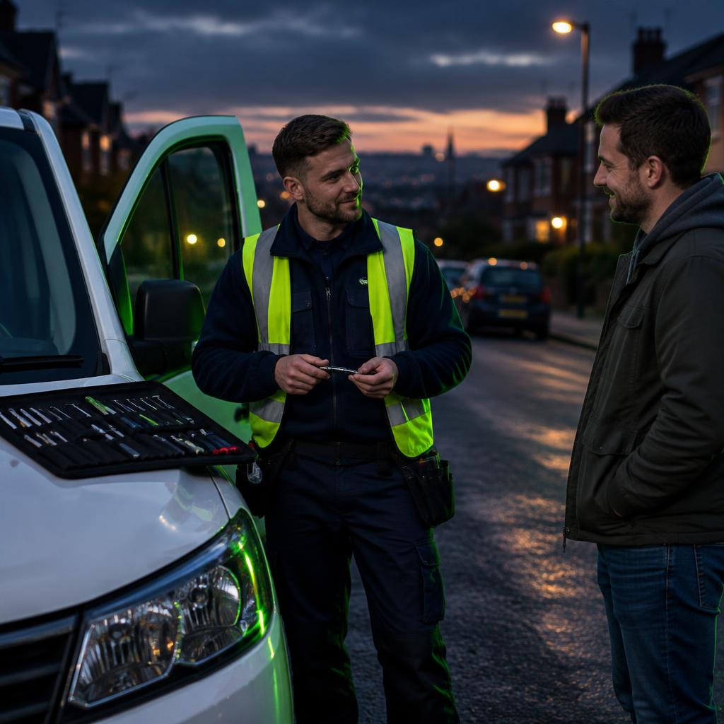 Van being opened by a mobile locksmith at the roadside